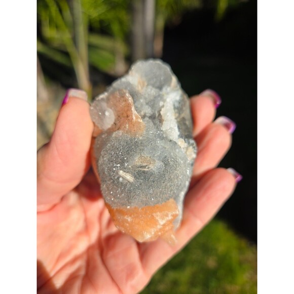 Apophyllite Gray Chalcedony Peach Stilbite Zeolite Crystal, 115g - Picture 7 of 14